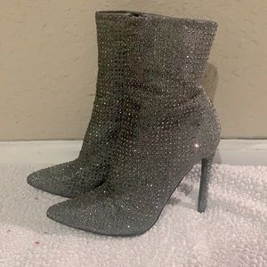 Steve Madden Wifey Pewter Rhinestone Stiletto Boot
